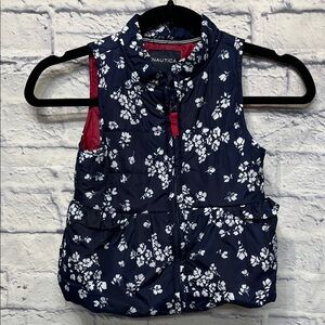 Nautica Dark Blue Vest with White Floral Design